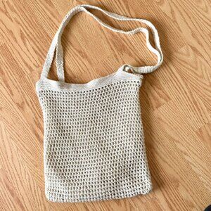 Handmade Crochet Shoulder Bag Neutral Boho Festival Beach Tote Summer Purse